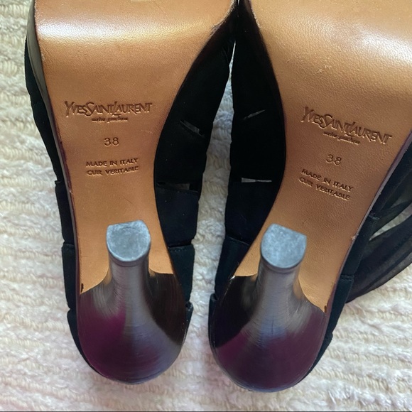 NEW YSL black suede ankle wrap pumps - Picture 12 of 14